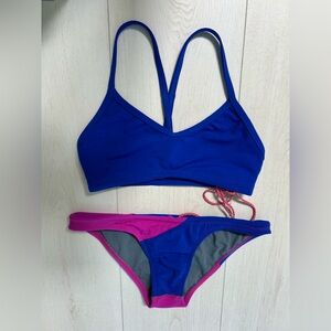 JOLYN Bikini Set Size Small - Blue and Magenta Color.